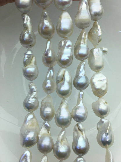 15.5'' A 13-15mm White flame ball pearl,FL15-2A-5-77