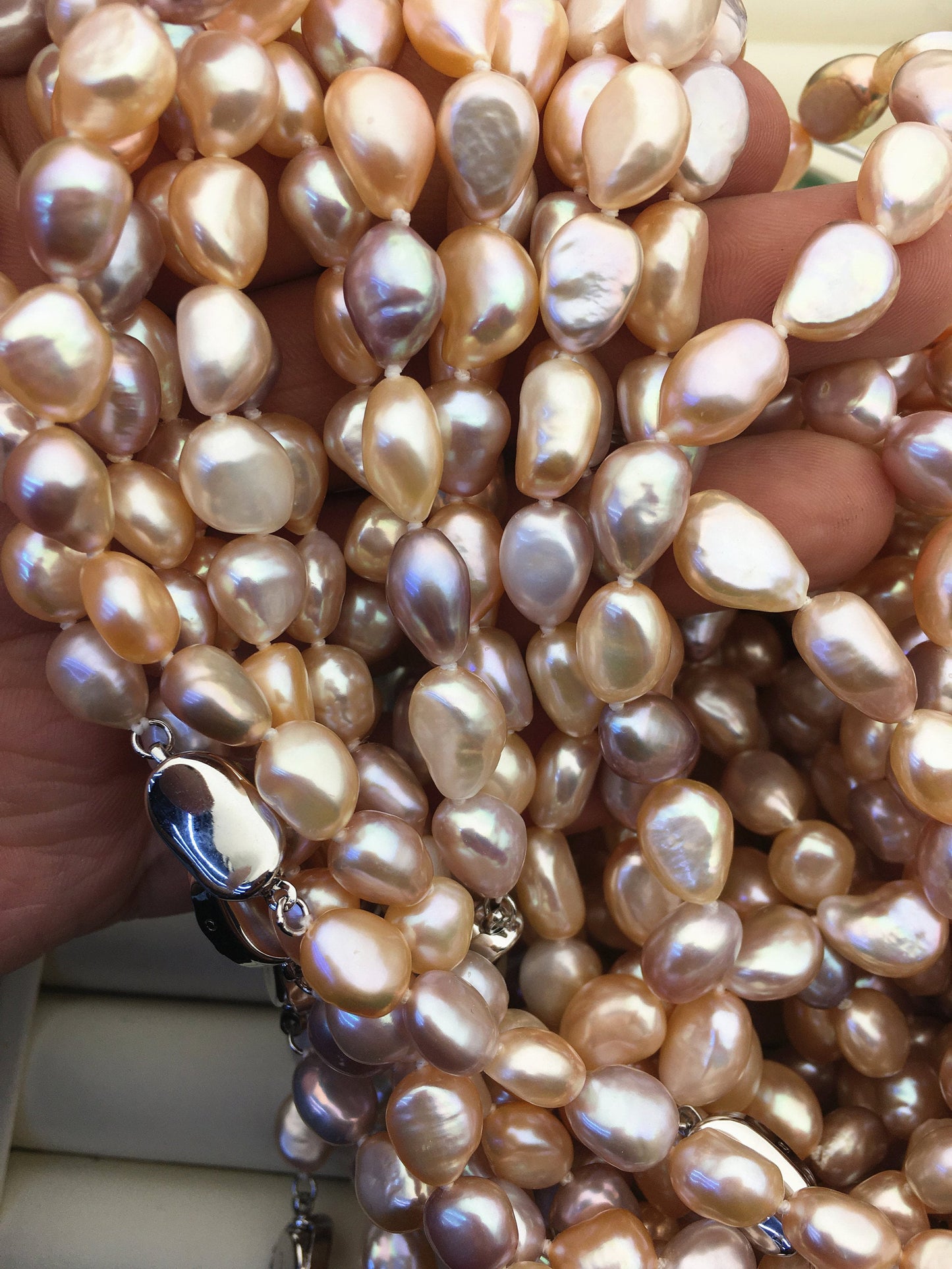 17.5'' AAA+ 9mm Pink Purple Mix Color Nugget Pearl necklace,pearl necklace, NPN1-023
