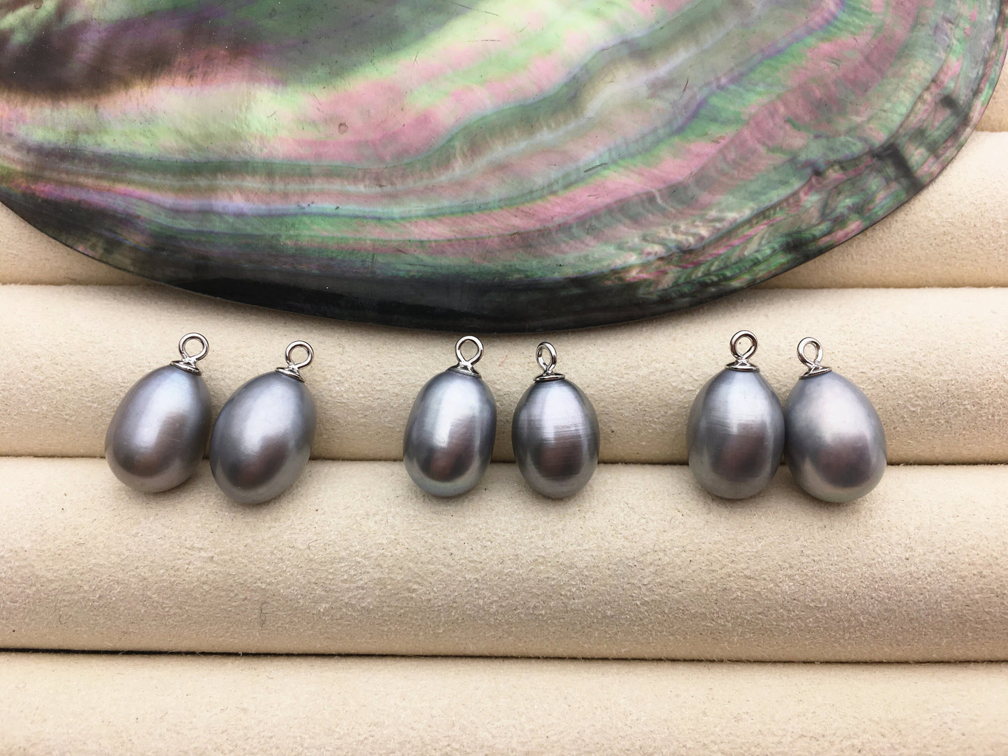 AAA 9mm White/Gray rice pearl dangle earrings,S925 Sterling Sliver pearl earrings,pearl for women,SE3-165