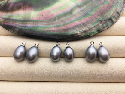 AAA 9mm White/Gray rice pearl dangle earrings,S925 Sterling Sliver pearl earrings,pearl for women,SE3-165
