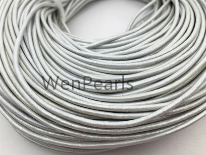 2mm Silver Gray Leather Cord,1 yard,5 yards,10 yards,round leather cord,DIY leather cord,LC2-103