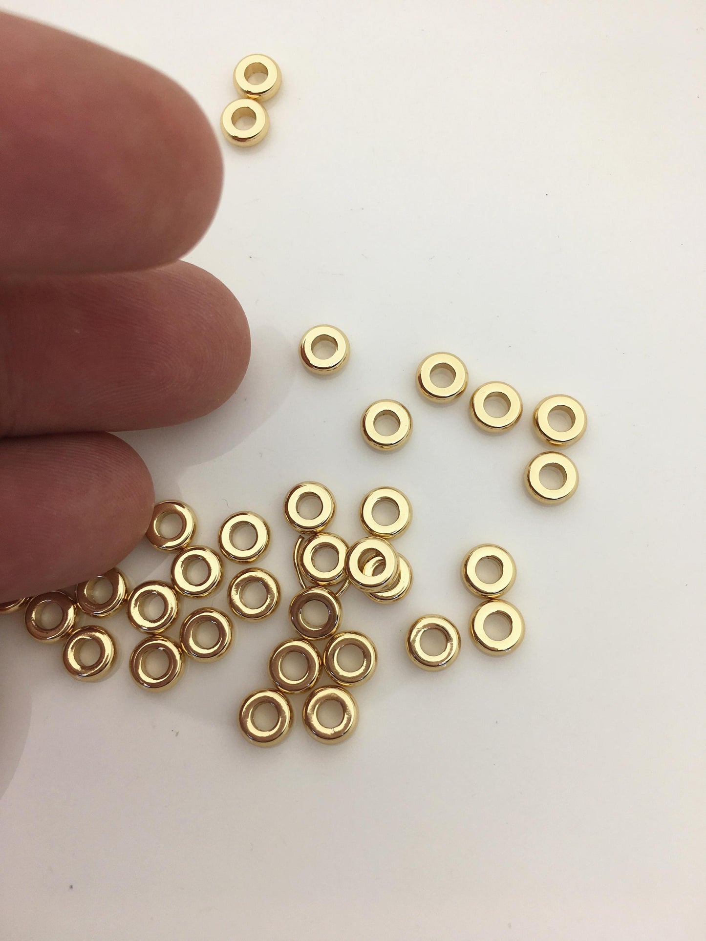 50pcs 6*2*2.8mm Yellow Gold Plated Spacer Rondelle Beads,copper plated 18k solid gold,AAL-003-5