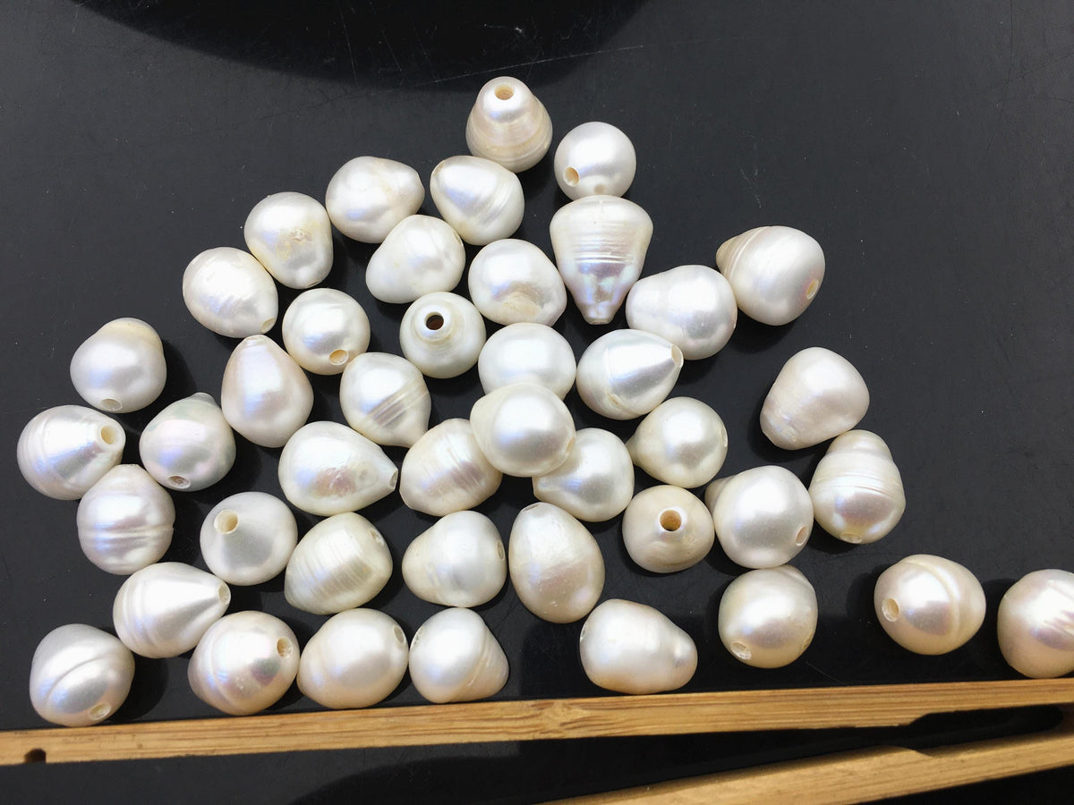 20pcs AA 11.3-13mm Big White teardrop pearls,2.2mm large hole,LR12-2A-2