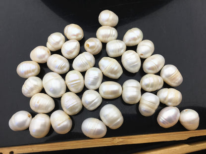 20pcs AA 11.5-13mm white rice pearls,2.2mm large hole,Cultured white freshwater pearls beads,LR12-2A-3