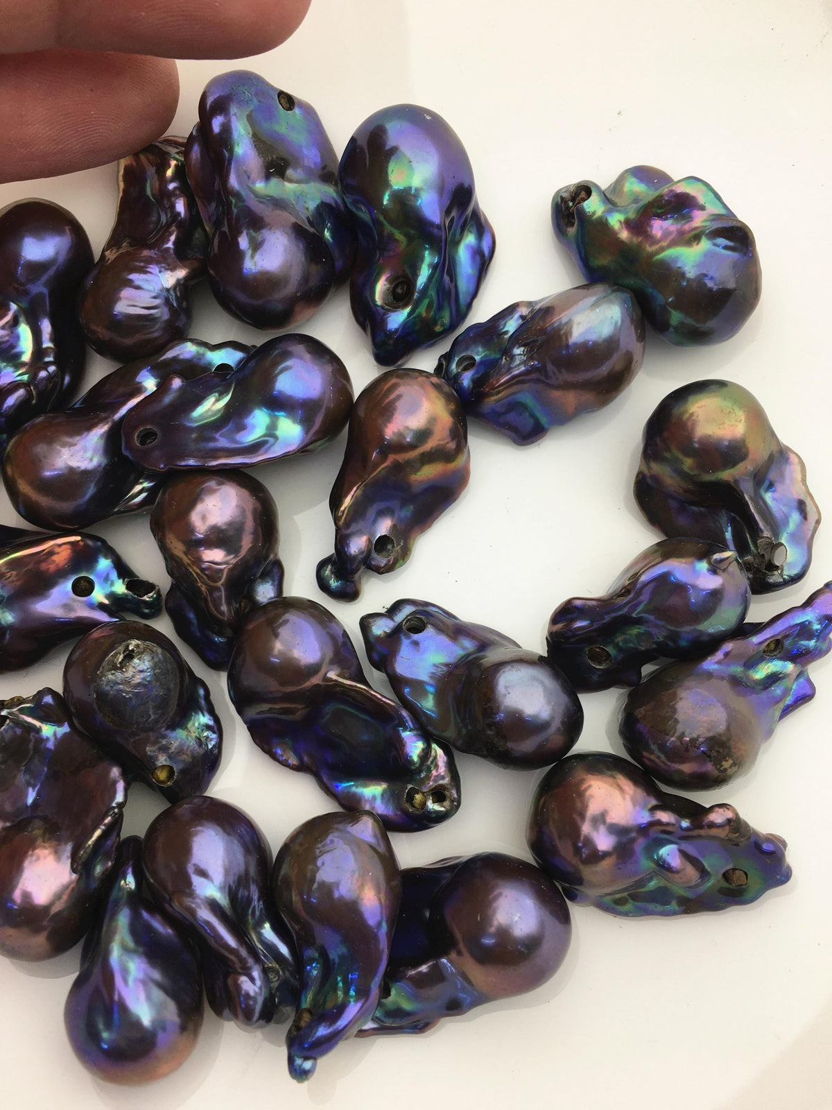 10pcs AA+ 14-20mm big blue black flame ball pearl,2.2mm large hole,FL15-T4-14