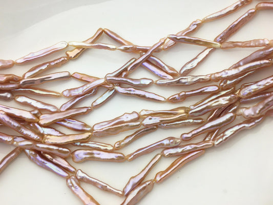 15.5'' AAA 5-7mm natural light purple rainbow Toothpick pearls,ZS-80-25-5