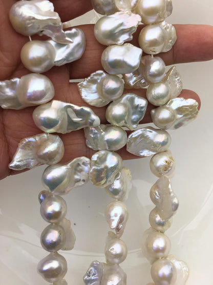 15.5'' AA 11-15mm white flame ball pearl,FL15-2A-5-28