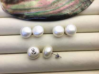 2 pairs AA+ 12-13mm big white nugget baroque Pearl Stud Earrings,freshwater pearl earrings,Wedding,classic pearl studs,SE1-069-25