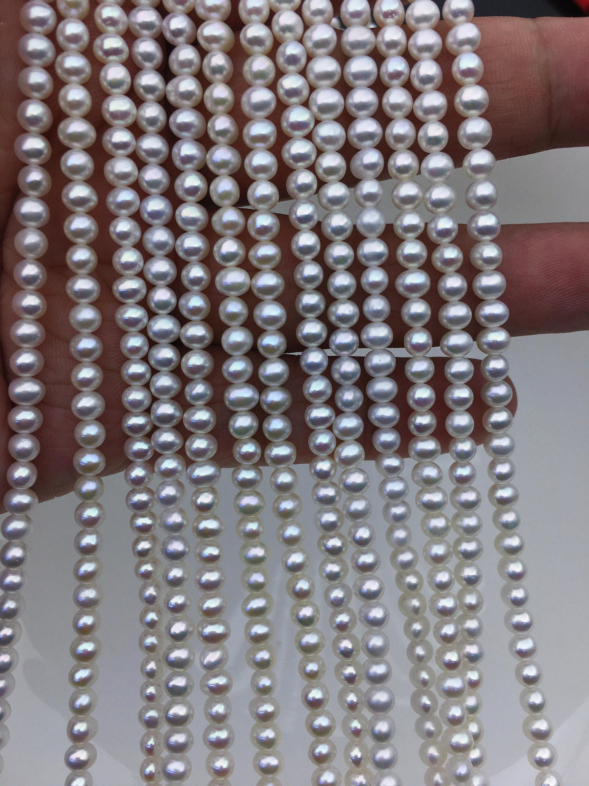 AAA 4-4.5mm white potato pearls,4mm tiny pearl,for pearl necklace,for pearl earrings,Wedding Bride,CR4-3A-3