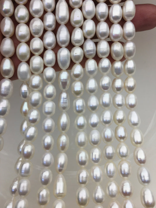 AA+ 8-8.5mm x 9-11mm Cultured White Freshwater Rice Pearls beads,drop pearl necklace,diy pearl beads,gift for her,LR8-T3