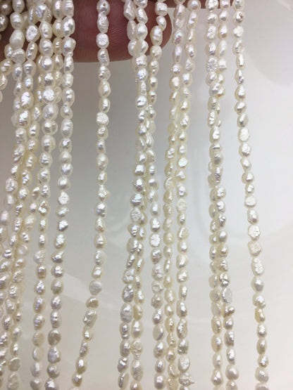 14'' AA 3-3.5mm Tiny white nugget freshwater pearls,irregular nugget freshwater pearl strand,LM3-3A-4