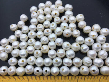 50pcs AA 7mm 1.6mm/2mm large hole white potato freshwater pearl,wholesale,fresh water loose pearl wholesale in bulk,CR7-2A-8