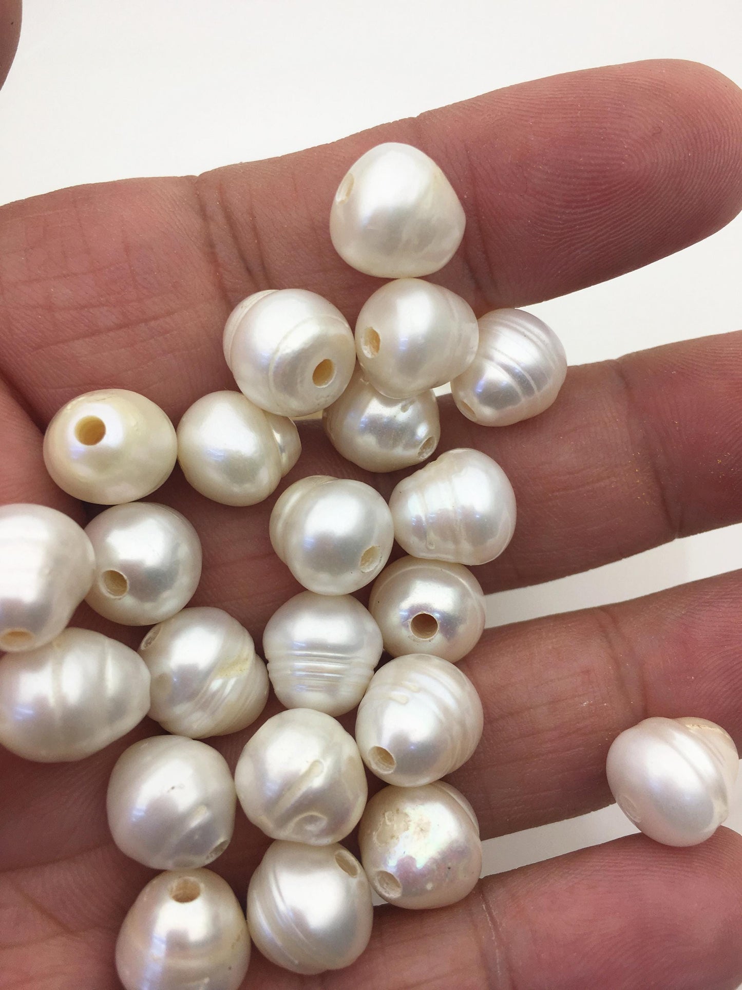 30pcs AA 10.2-11.2mm white teardrop freshwater pearls,2.2mm large hole,LR11-T5