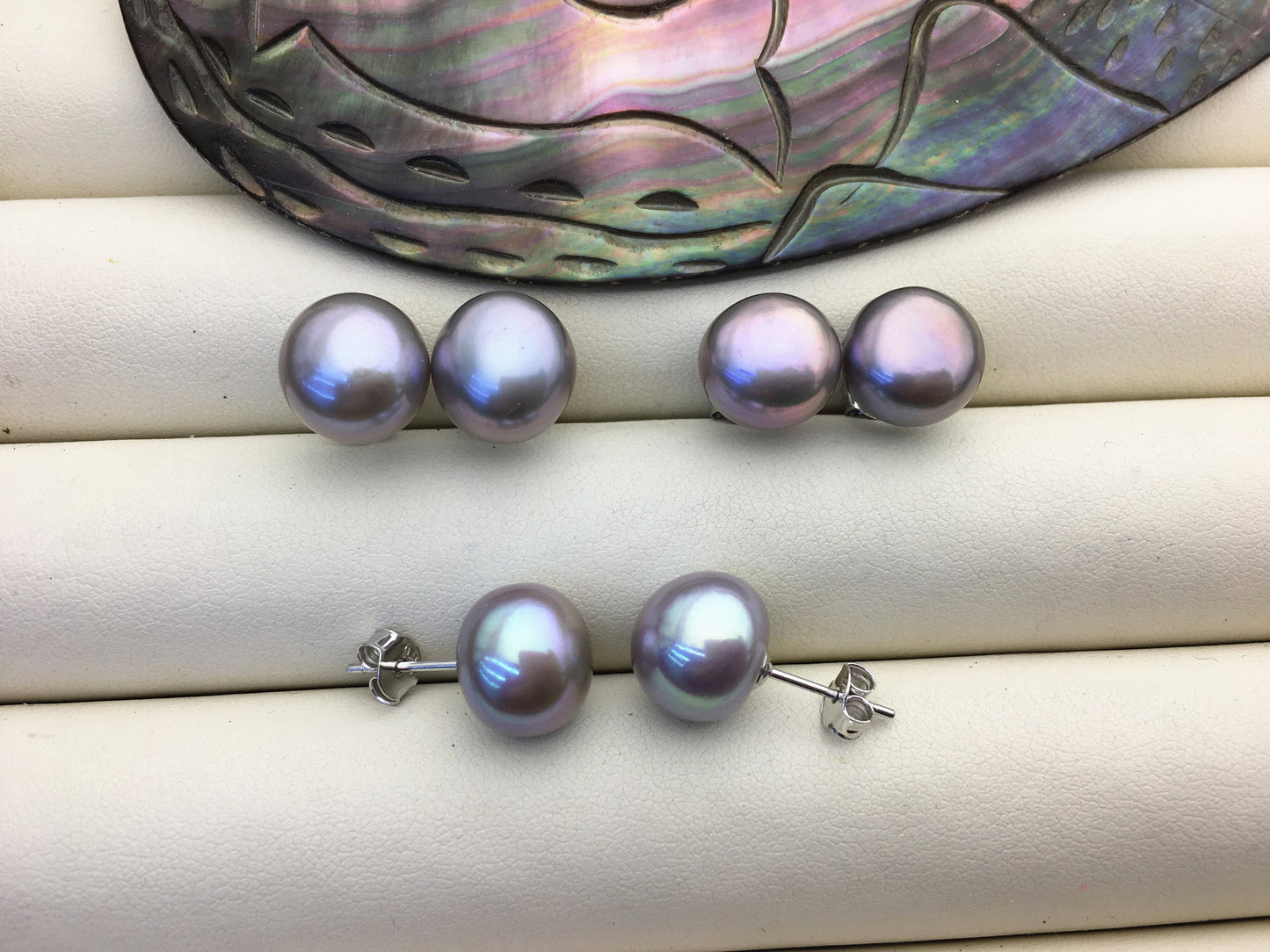 AAA 11-11.5mm big gray baroque pearl stud earrings,sterling silver stud earrings,SE1-004