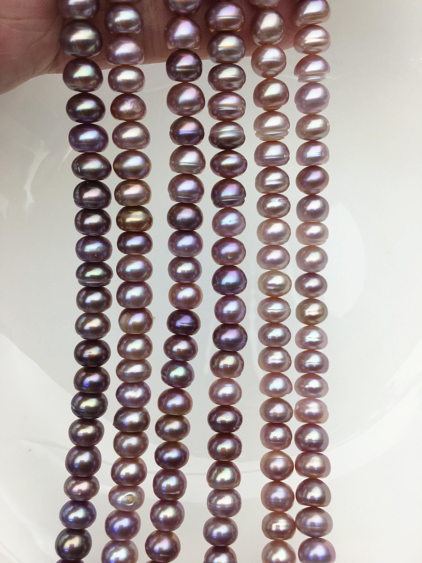AA+ 7.5-8.3mm purple button round freshwater pearls,Rondelle pearl Beads,SM8-T4