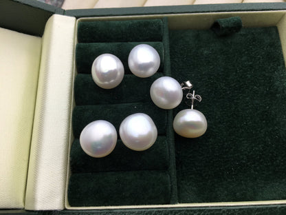 High Luster!AAA 11-11.5mm White Nugget baroque loose pearl pairs for stud earrings - Freshwater Pearls earrings - SE1-075