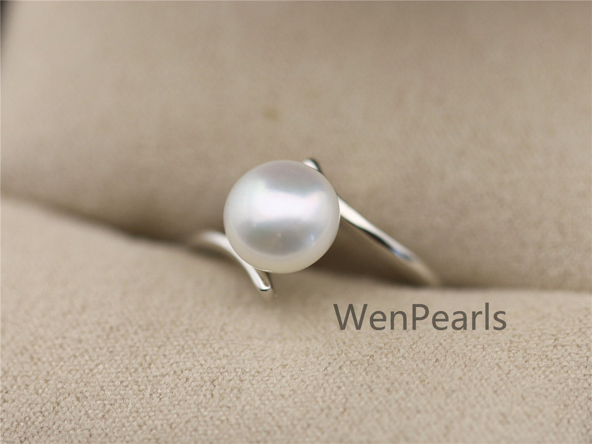 AAA white Pearl Genuine Sterling silver ring,anniversary ring,cheap wedding rings for women,sterling silver 925 open ring jewellery,R1-019