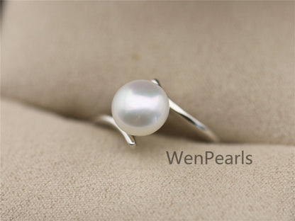 AAA white Pearl Genuine Sterling silver ring,anniversary ring,cheap wedding rings for women,sterling silver 925 open ring jewellery,R1-019