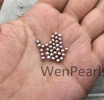 AAA 3-3.5mm purple pink seed pearl bead,small freshwater round loose pearl wholesale,tiny pearl supply,no hole,half drilled,RP3-3A-4