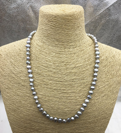 1pc AAA+ 16+2'' 5-6mm Gray Nugget Pearl necklace,pearl necklace, NPN1-029
