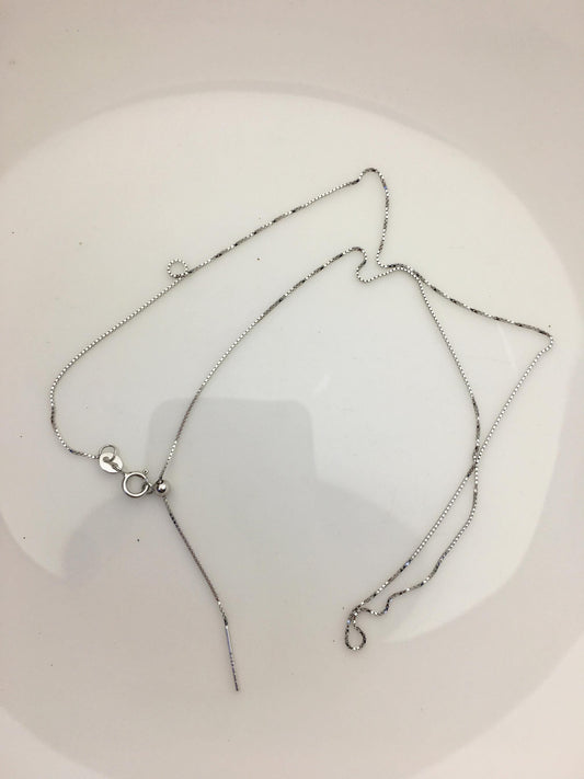 18'' Adjust s925 Sterling Silver 0.6mm Box chain Necklace With adjust Clasp,ASL-NC-6