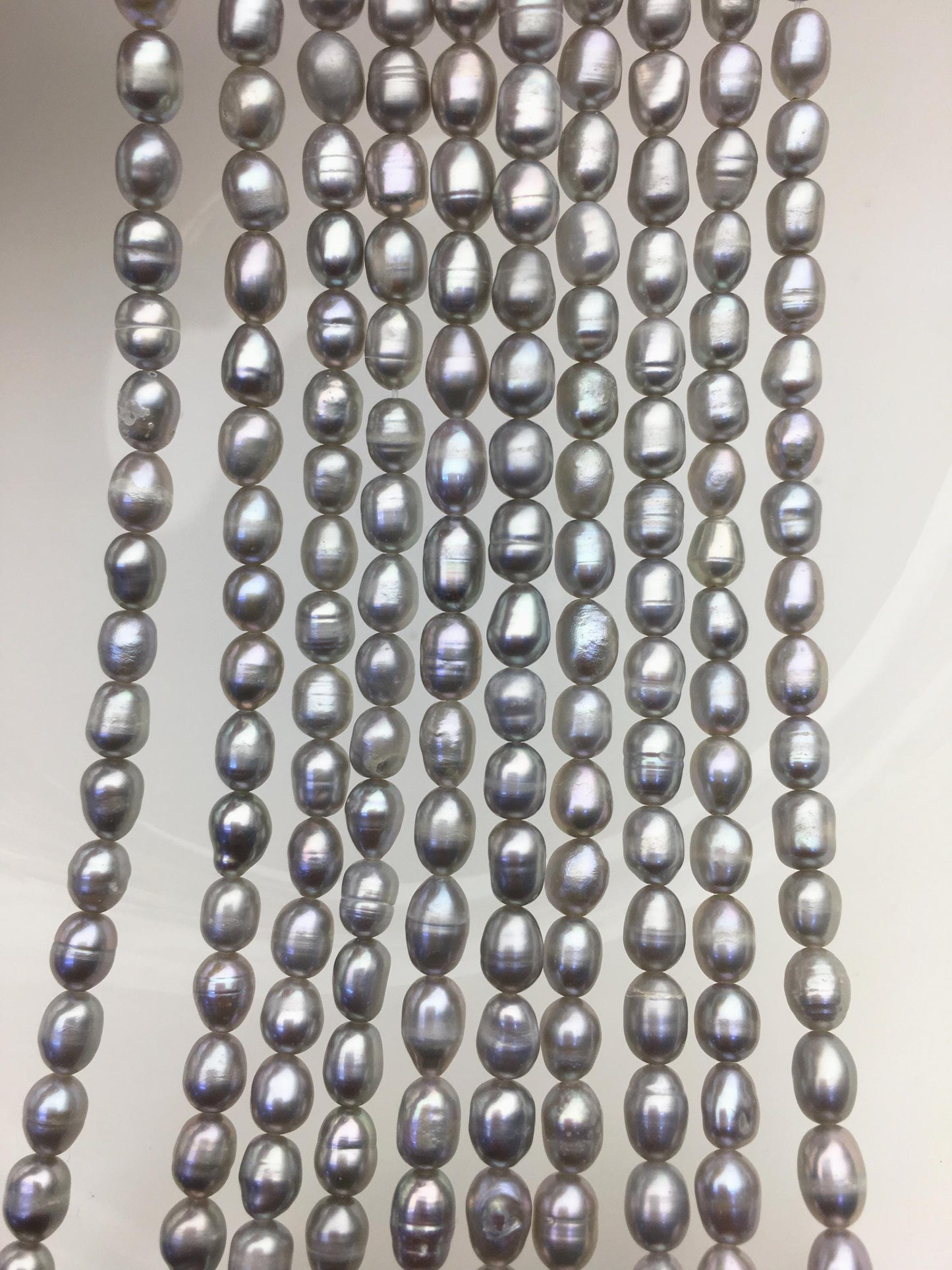 2 strands AA 5-5.5x5-7mm gray rice freshwater pearls,LR5-T1