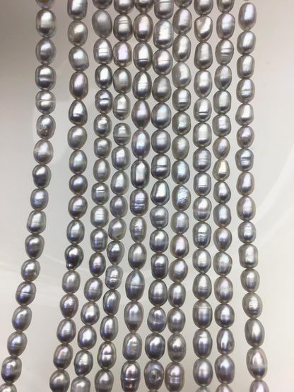 2 strands AA 5-5.5x5-7mm gray rice freshwater pearls,LR5-T1