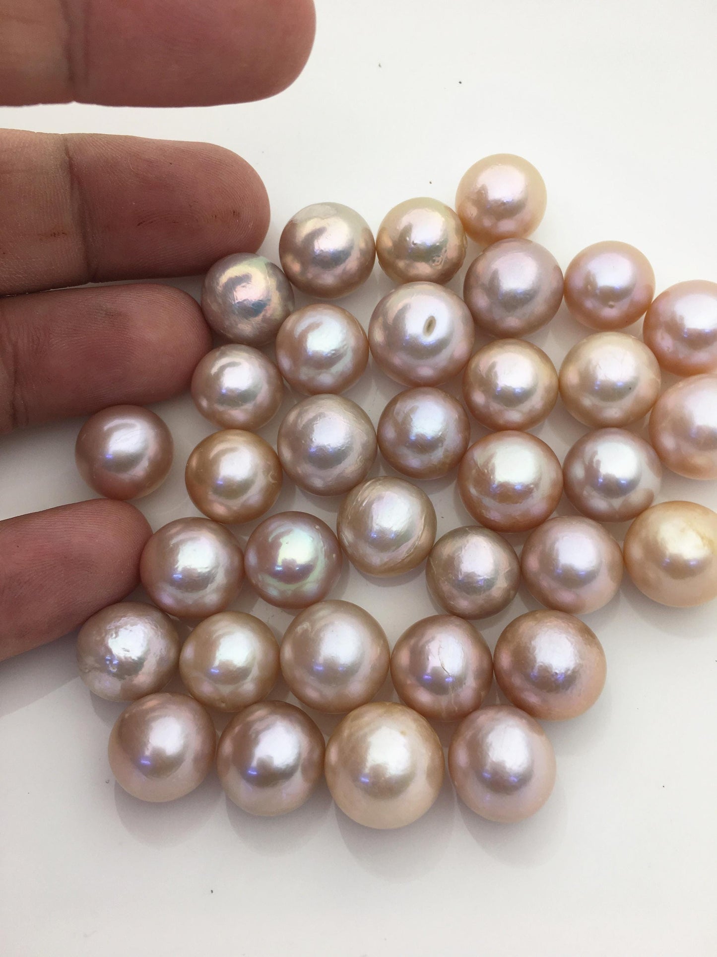 17pcs AA+ 12-14mm natural color round/near round Edison Freshwater Pearl,no hole,ED11-T1-4
