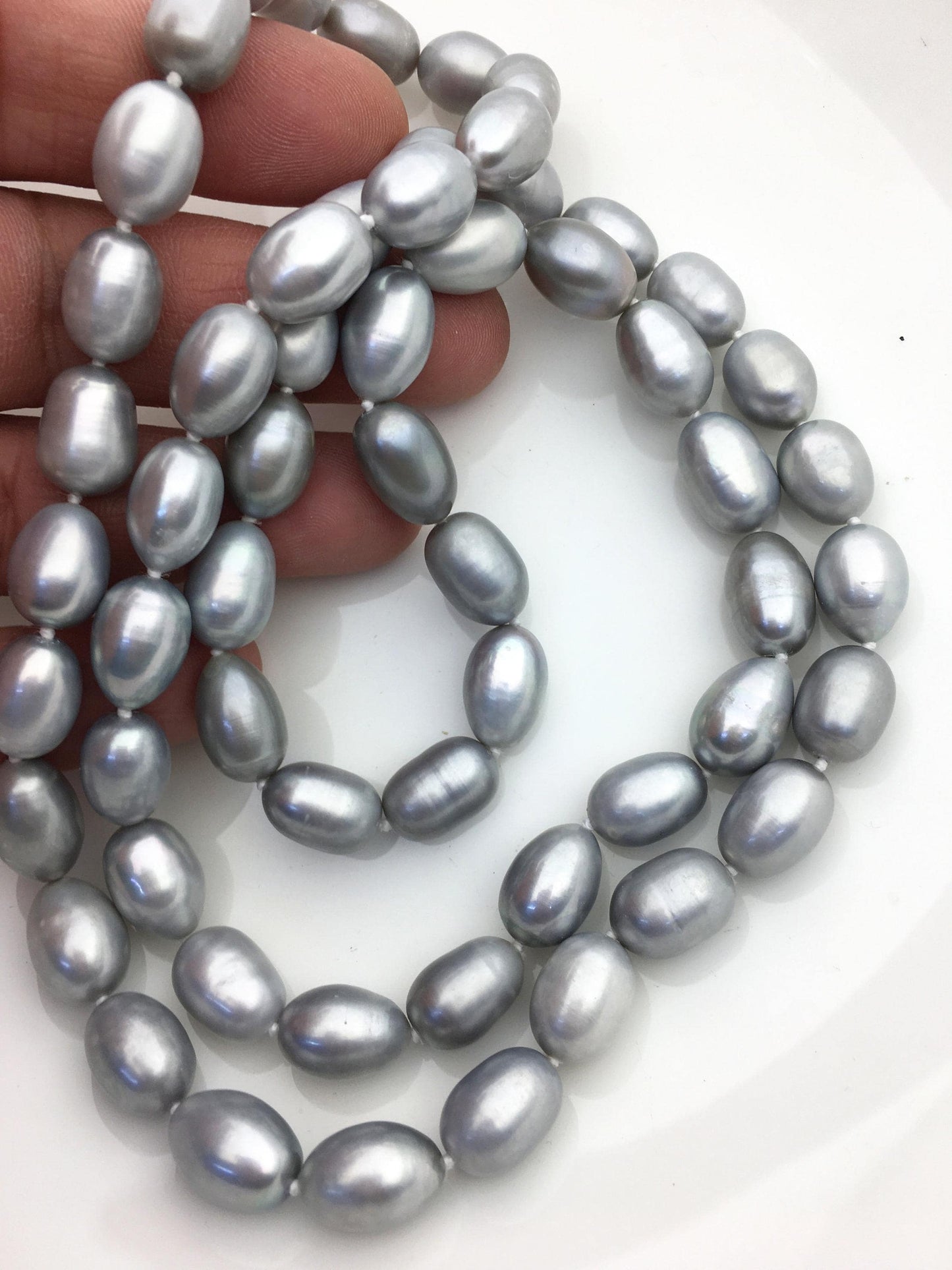 32'' AA+ 9.5-10mm gray rice pearl Necklace,NPN1-T20