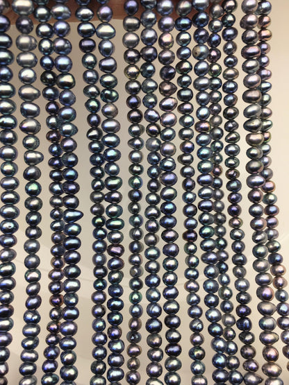 AA+ 4-4.5mm blue black potato pearls,seed freshwater pearl,CR4-2A-20