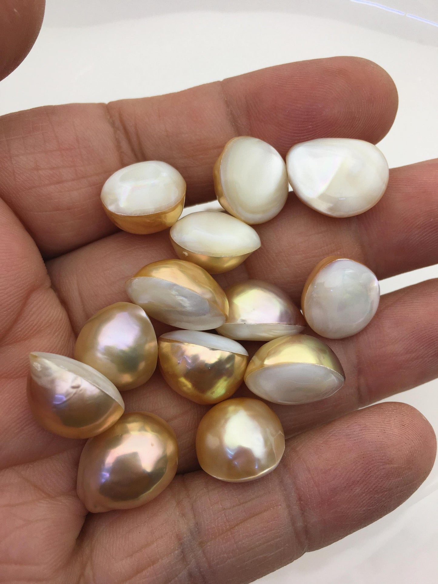 20pcs AAA 13-14mm natural color Baroque Teardrop Mabe Freshwater Pearls,no hole,MB-T27