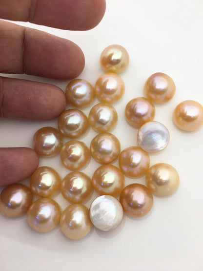 11pcs AAA 13-14mm Baroque Mabe Natural Orange Rainbow Freshwater Pearls,no hole,MB-T69