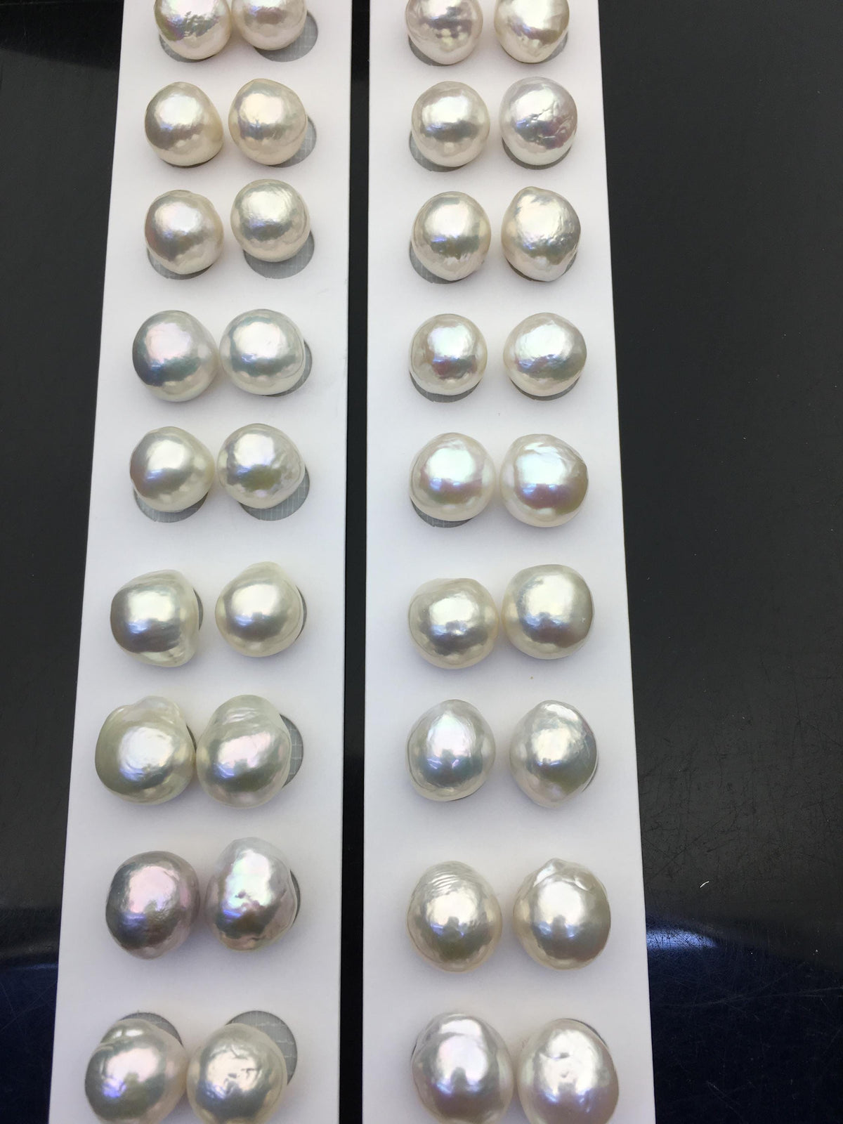 5pairs AAA 11-12mm White baroque drop edison freshwater pearl Pair,no hole,ED11-3A-2-4