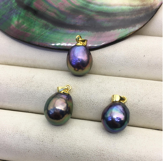 3pcs AAA 10-11mm peaock black green rainbow drop rice edison freshwater Pearl pendant,NC1-033-2