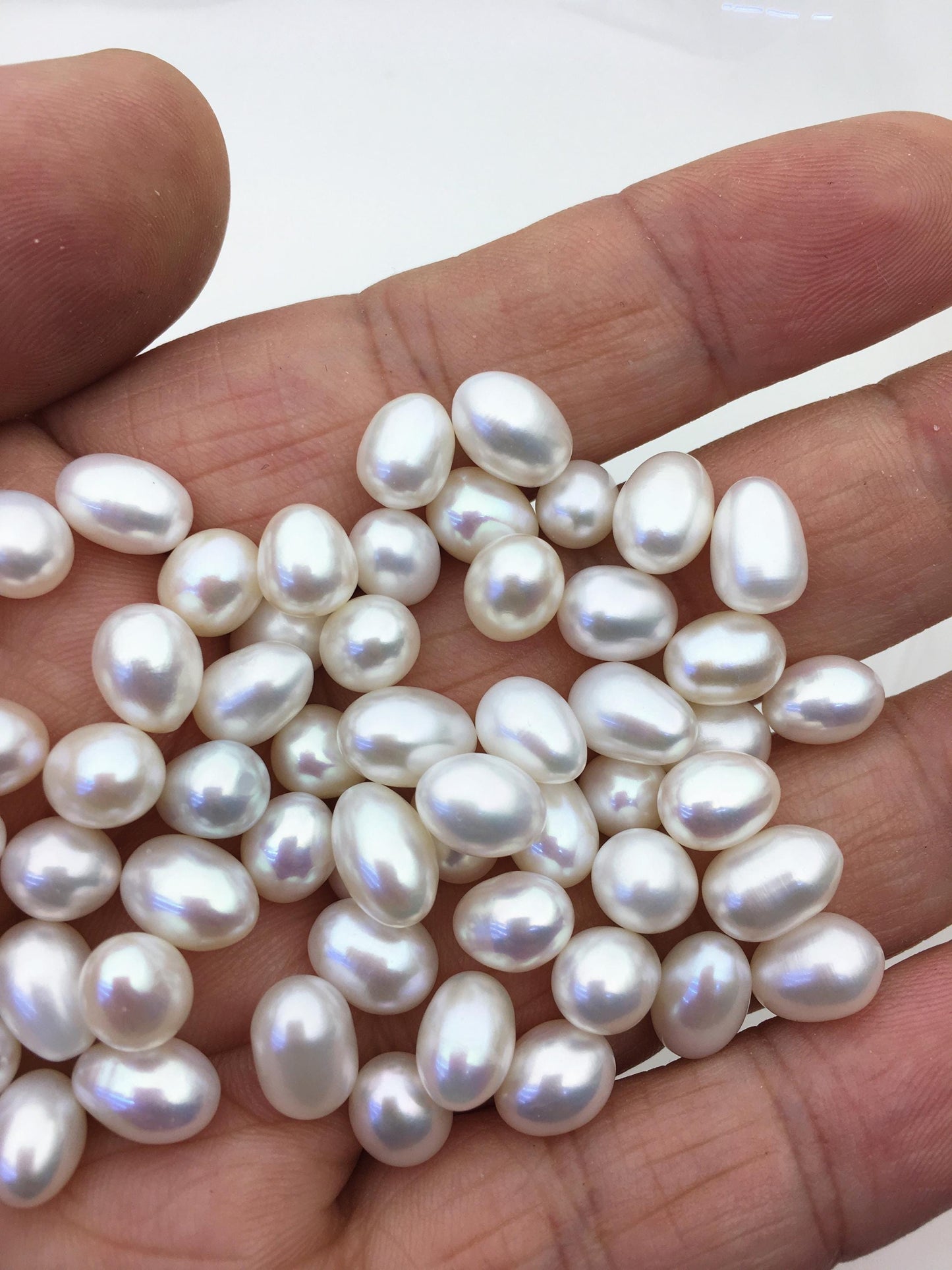 20pcs AAA 6.5-7.3mm*8-9.5mm white rice pearl for Oyster,for wish pearl oyster,for pearl vacuum-packed oysters,no hole, LR7-3A-1