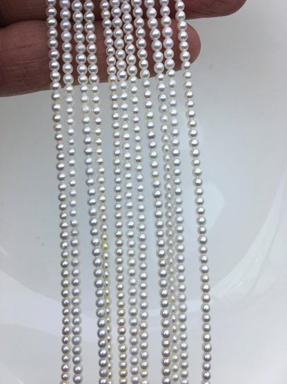 AAA 2.5-3mm tiny white round freshwater pearls,Rondelle pearl Beads,white freshwater pearl,loose strands,RP2-3A-16