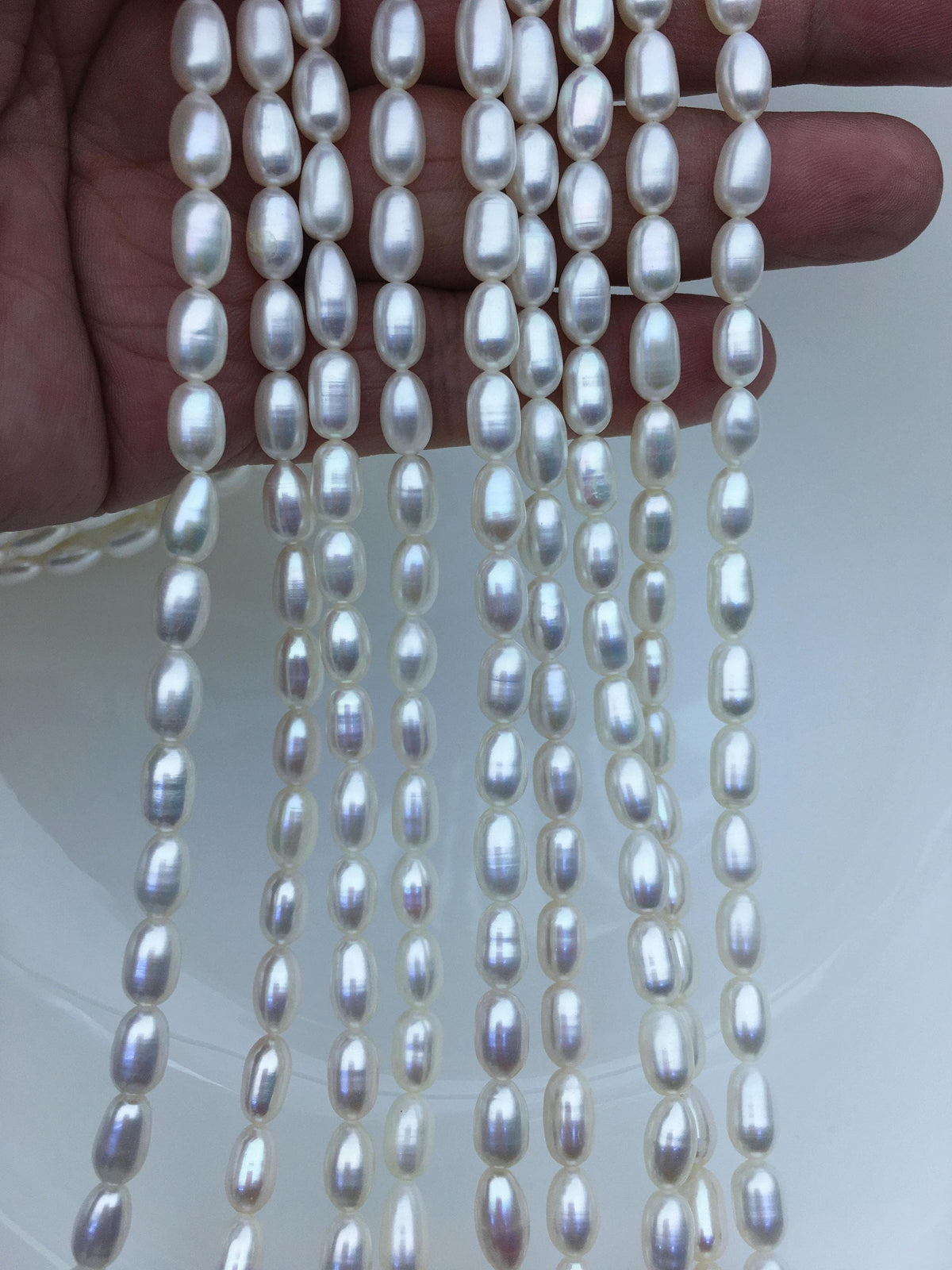 AAA 5.5-6x7-9mm white long rice freshwater pearls,Freshwater Pearl Rice Beads,LR5-3A-53
