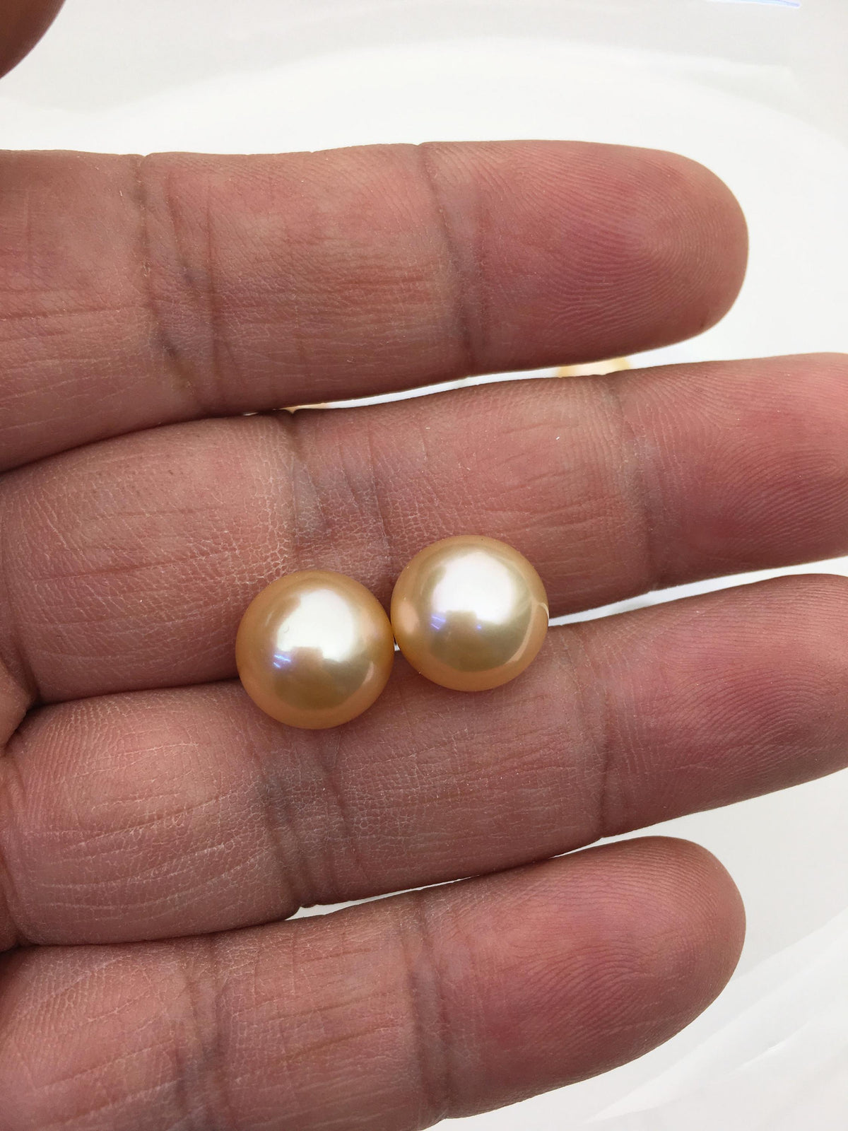 1 pair AAA+ 11-12mm Light Orange Rainbow Round edison freshwater pearl,ED12-3A-1-12