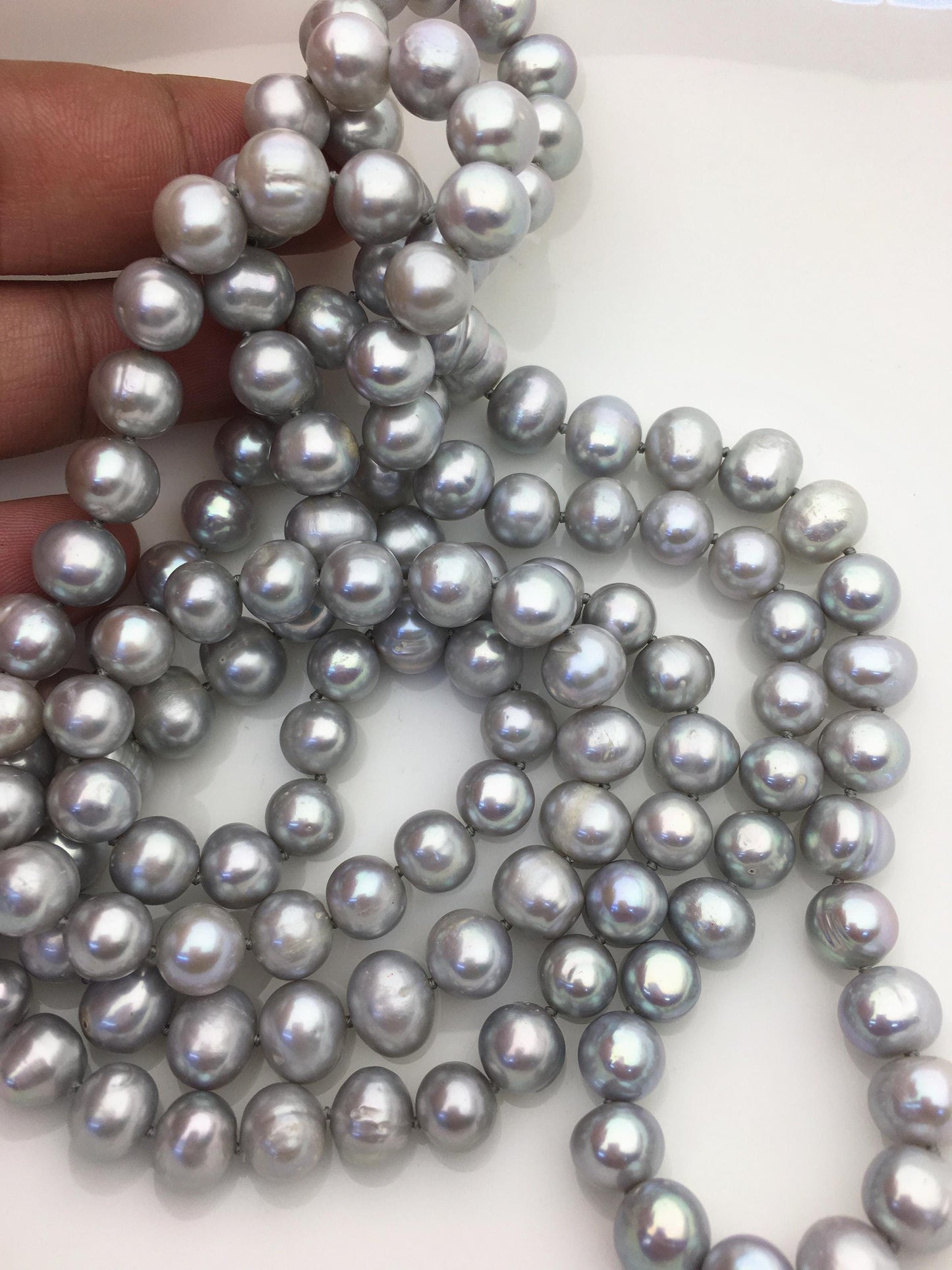 48'' 9mm Gray Near round potato Pearl Necklace,dark gray Pearl necklace,gray round pearl, Love, Mothers Day,Happiness,wholesale,NPN1-002