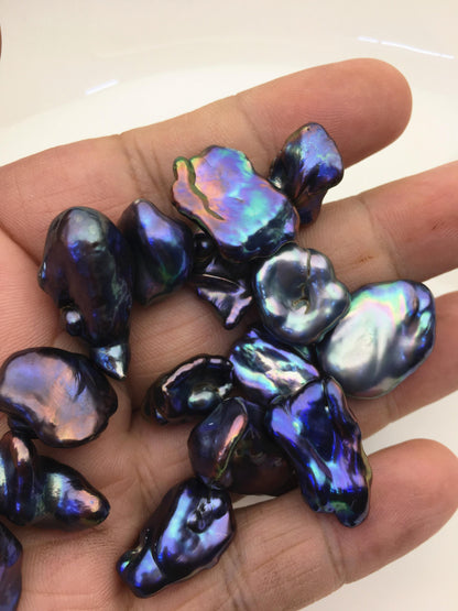 26pcs AA+ 18-21mm black blue green keshi freshwater pearls, no hole,ZS-T50