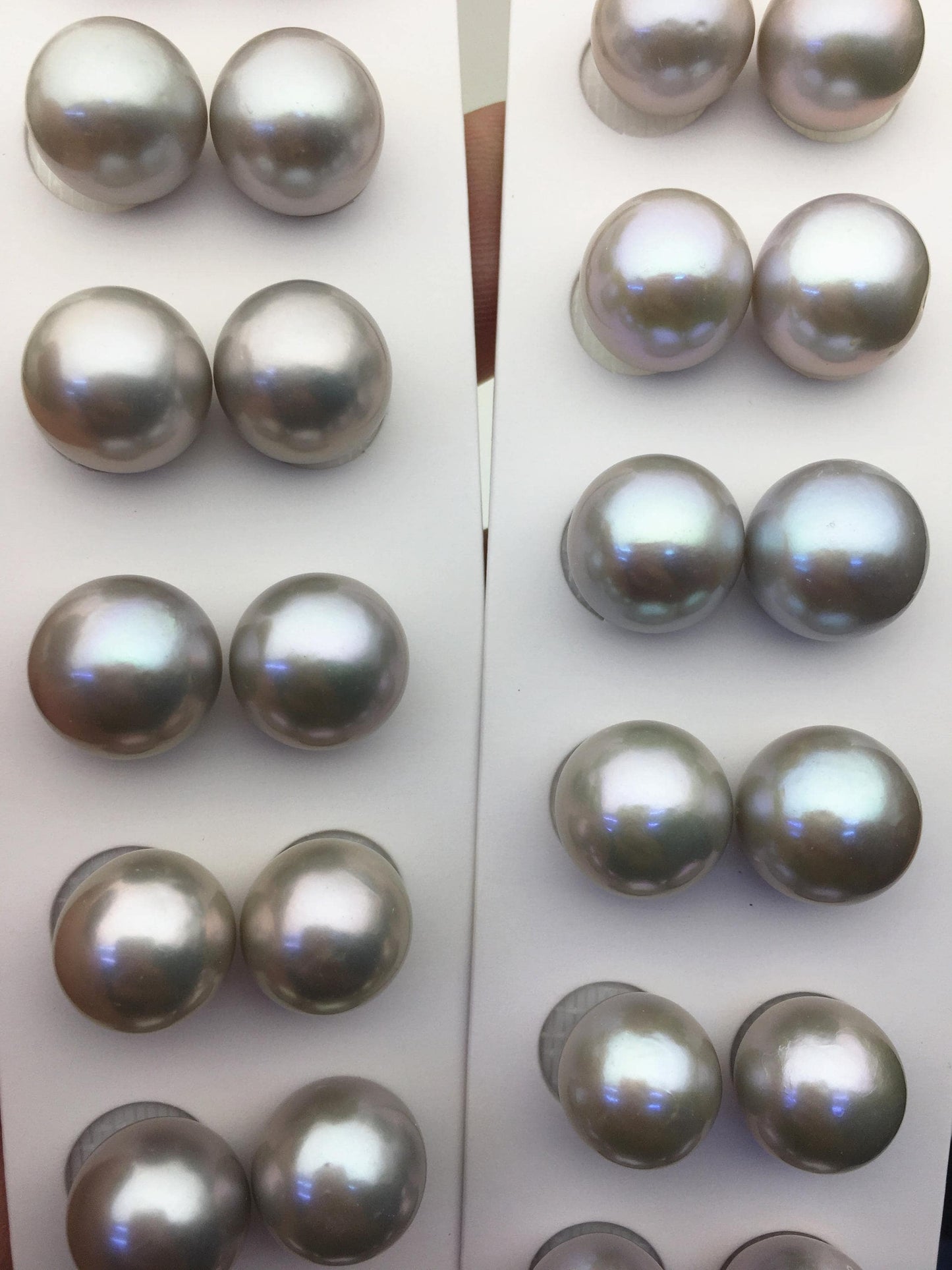 2 pairs AAA 11-12mm gray round freshwater pearl pair,half hole,RP11-3A-7