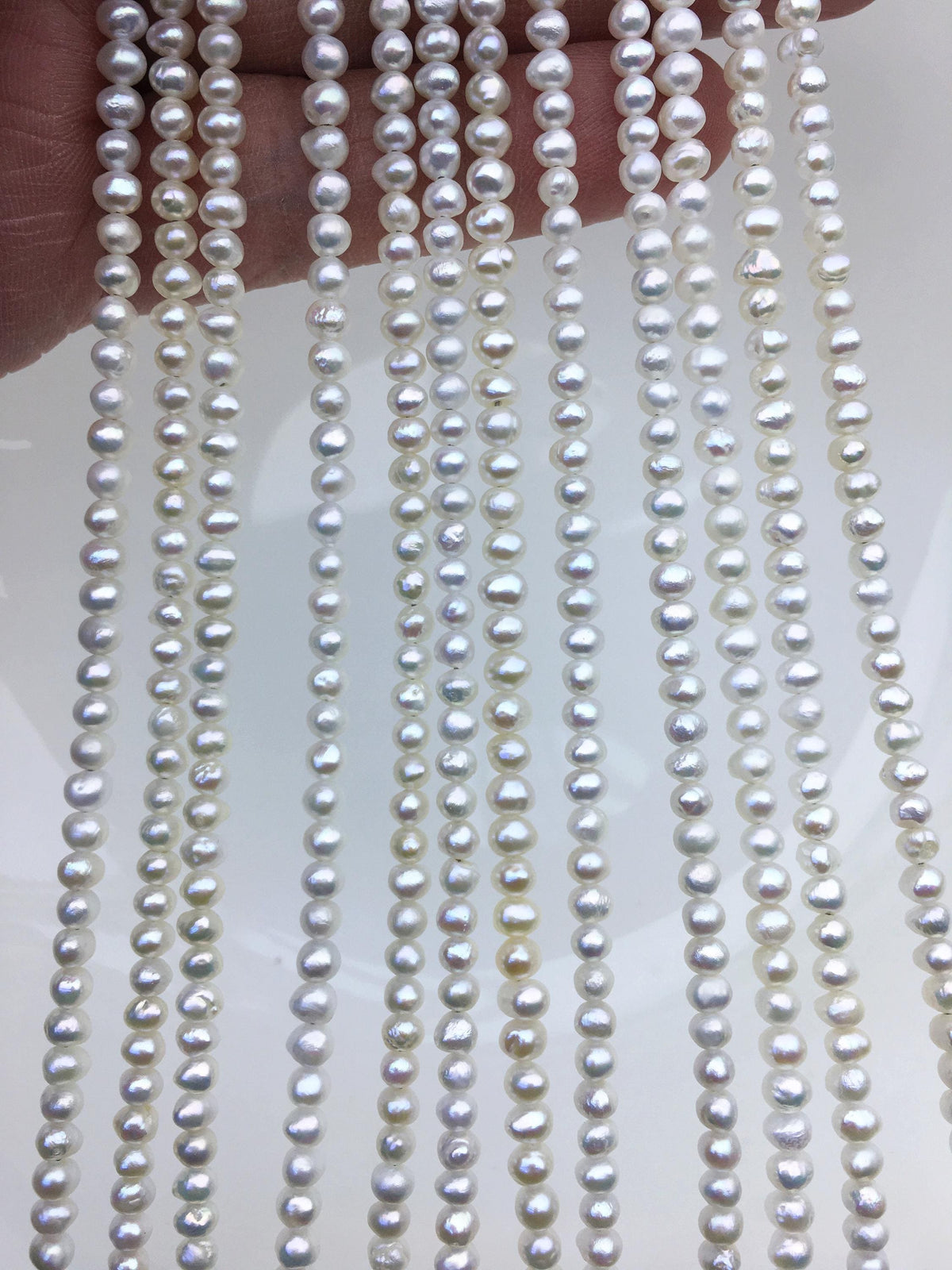 AA+ 3.5-4mm tiny white button pearls,full strand,Rondelle pearl Beads,white freshwater pearl,loose strands,SM3-2A-3