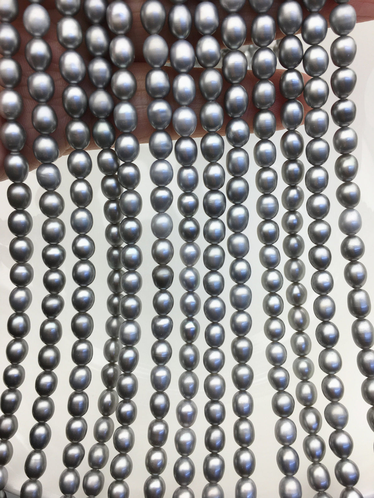 AAA 5.5-6mm gray oval rice freshwater pearls,genuine freshwater beads,Cultured freshwater pearls beads,LR5-3A-57