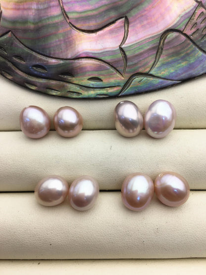 2 pairs AAA 10mm Purple Nugget baroque loose pearl pairs for dangle earrings - 0.9mm top half hole - ZS-103-37-36