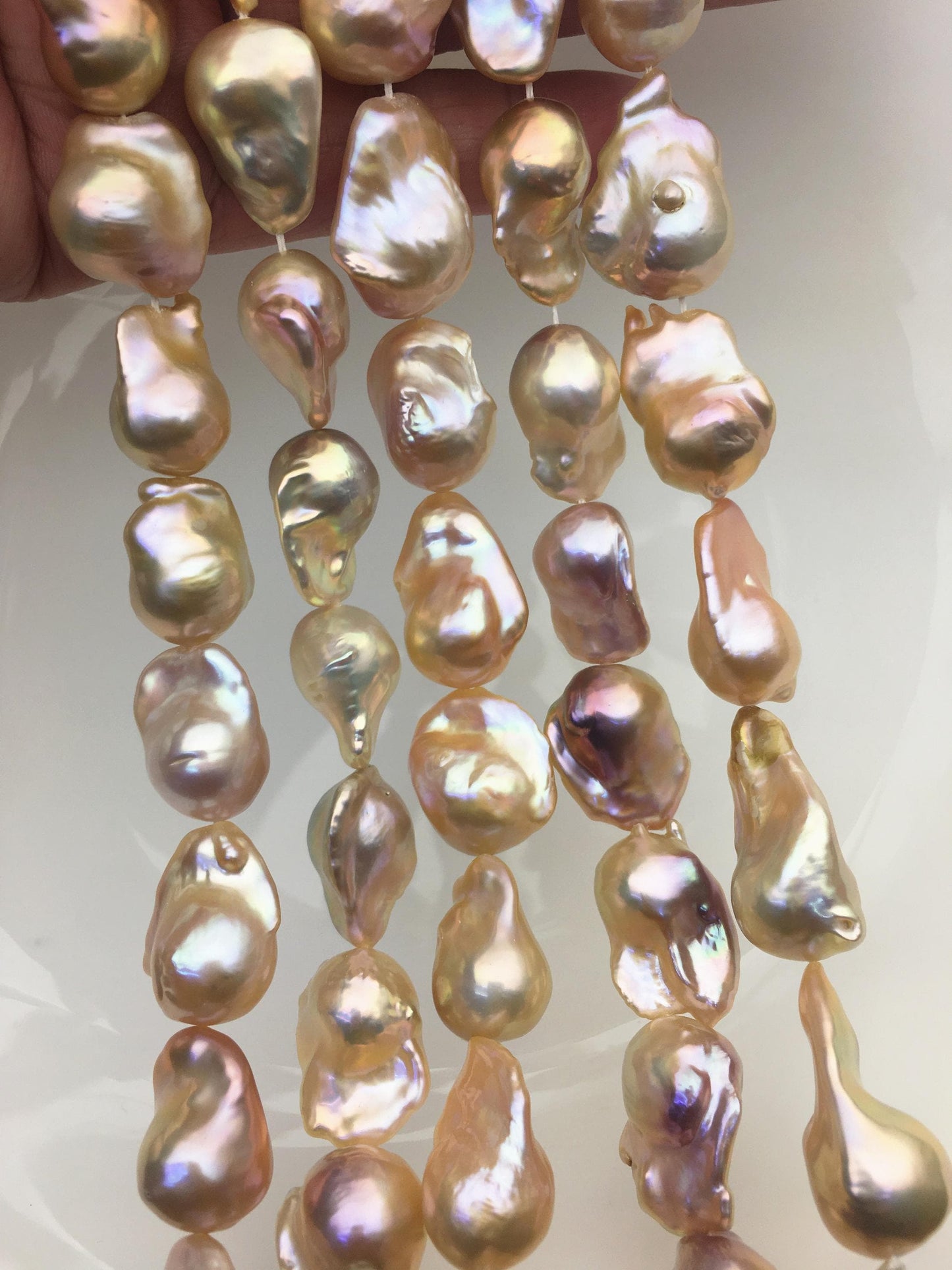 15.5'' AAA 13-16mm Natural Orange Rainbow flame ball pearl,FL15-3A-7-13