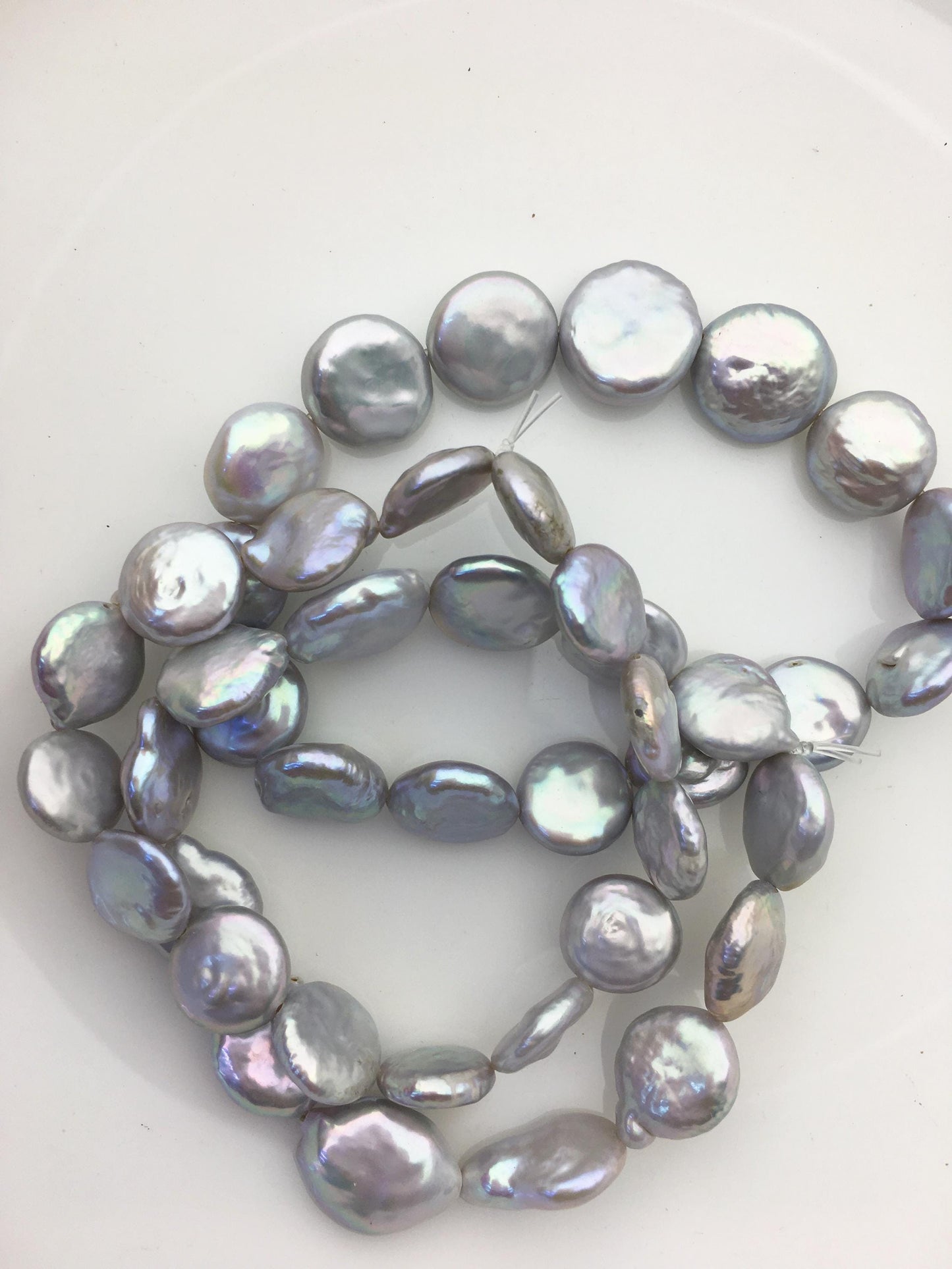 1pc 7 inchs AA+ 10-12mm Gray Coin Freshwater pearl Elastic string Bracelet,B8-010