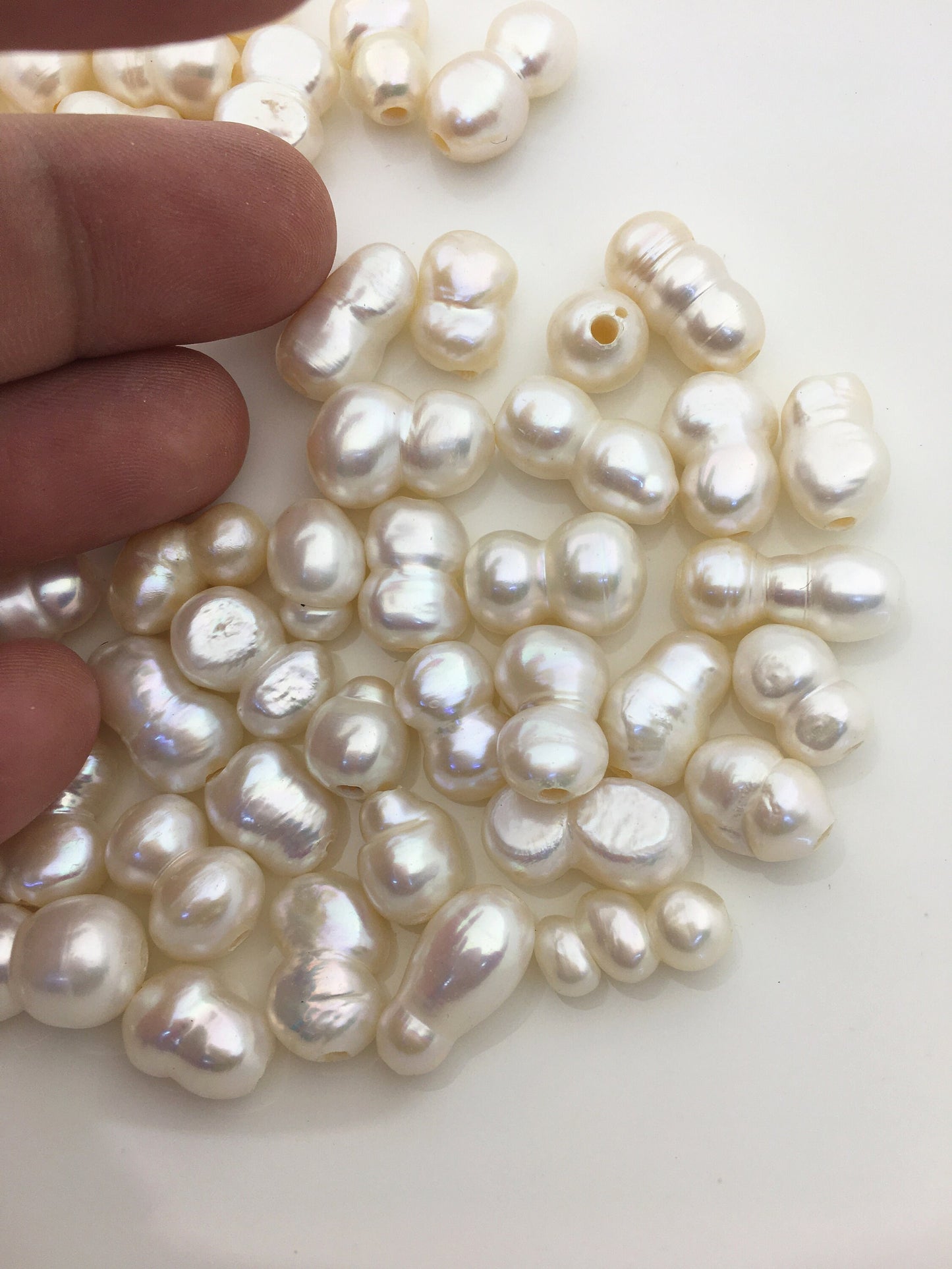 15pcs AA 11-12mm White Gourd baroque pearls, 0.9mm top half hole,DIY,ZS-T1