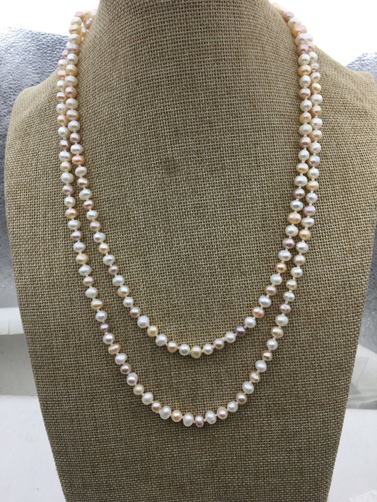 47'' AA 6mm misc color near round freshwater pearl Necklace,Pearl necklace,NPN1-056