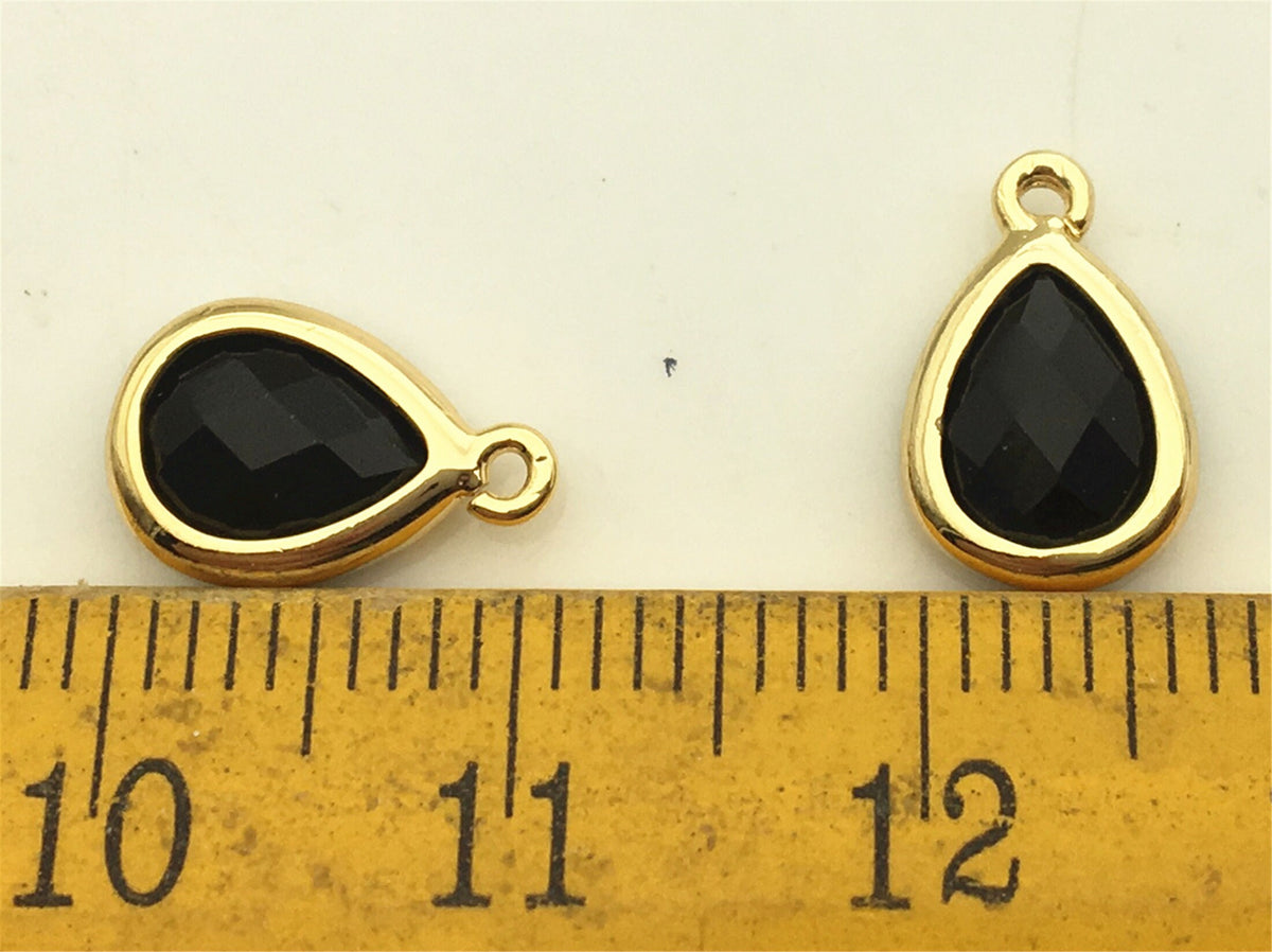 5pcs 7.5x11mm Heart Glass faceted pendant,Brass plated 14k gold,Polished Gold-Plated,ACC-GL-002