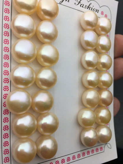 1 pair AAA 12-12.5mm pink big button round freshwater pearls,BTN12-T2